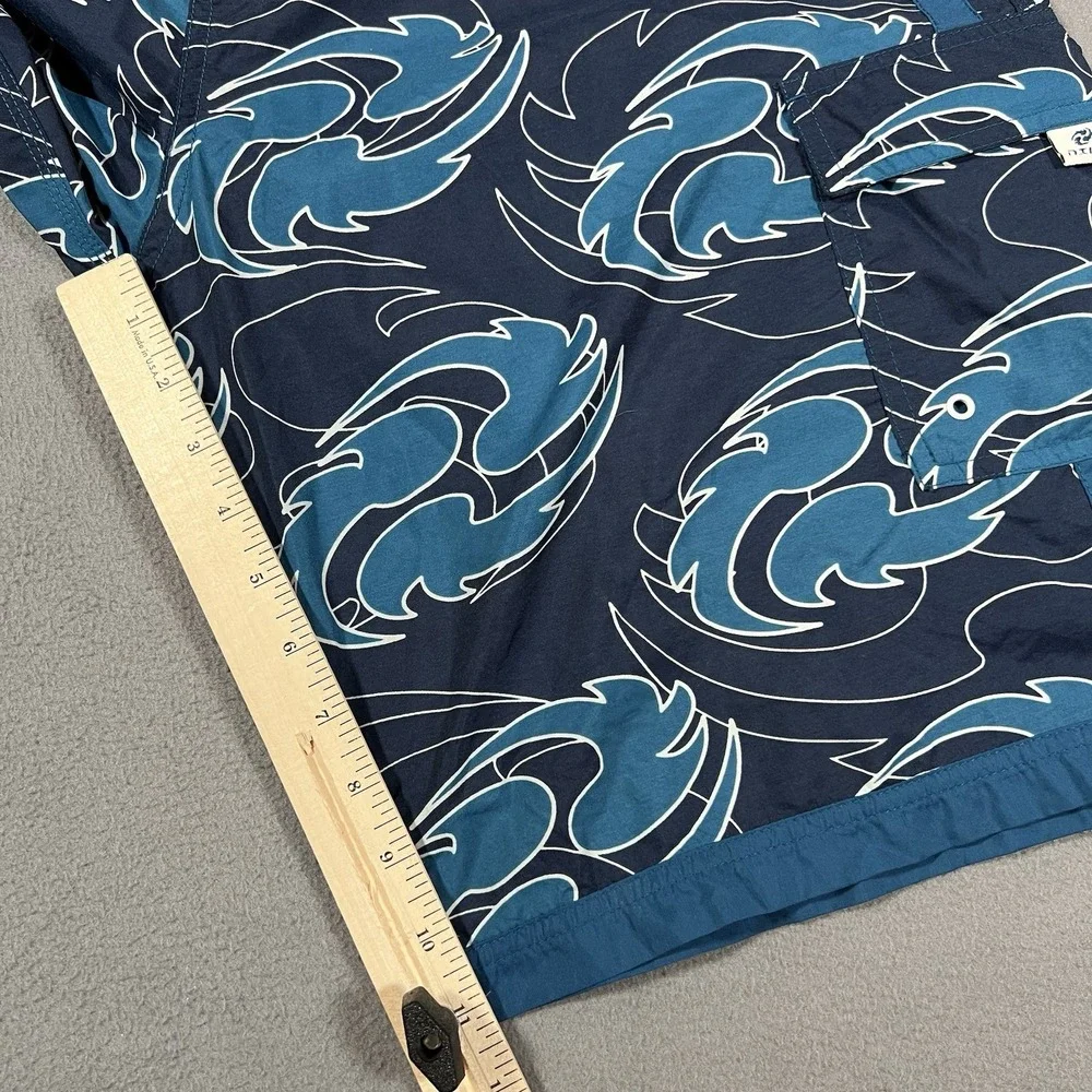 Nike Board Shorts Mens 36 Blue Swirls Vintage Y2K AOP All Over Print Swim Trunks